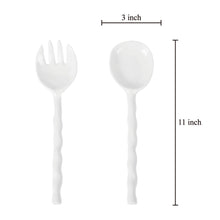 2-Piece White 11" Melamine Salad Server
