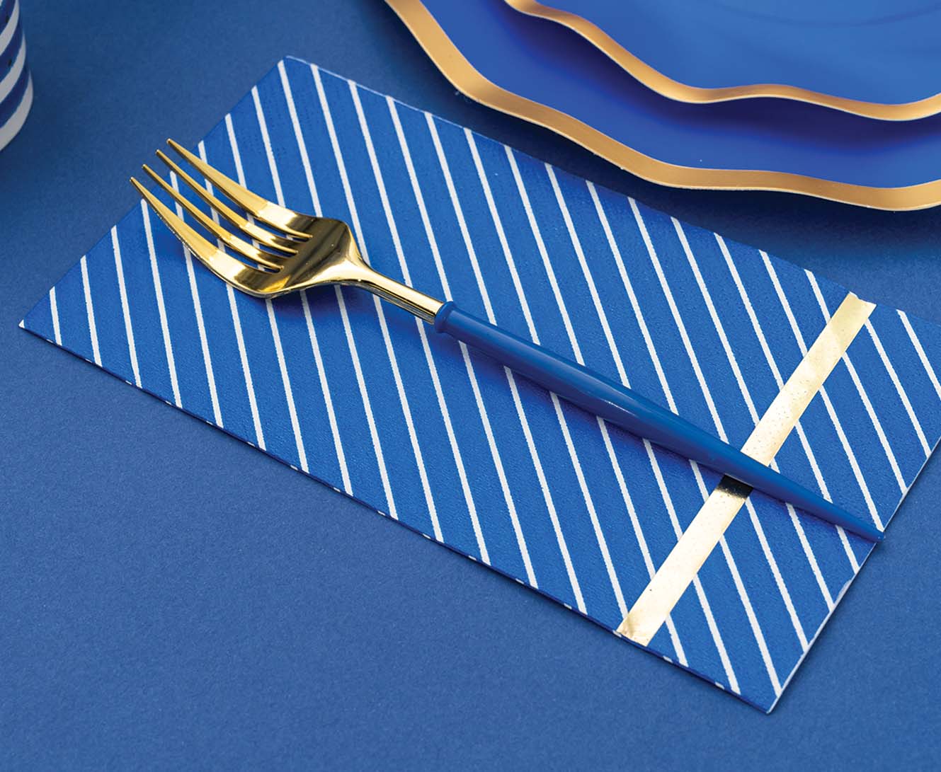 Blue & Gold Bella Assorted Plastic Cutlery/24pc, Service for 8