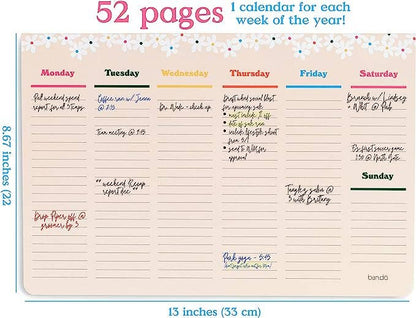 Week-To-Week Mega Desk Notepad - Daisies