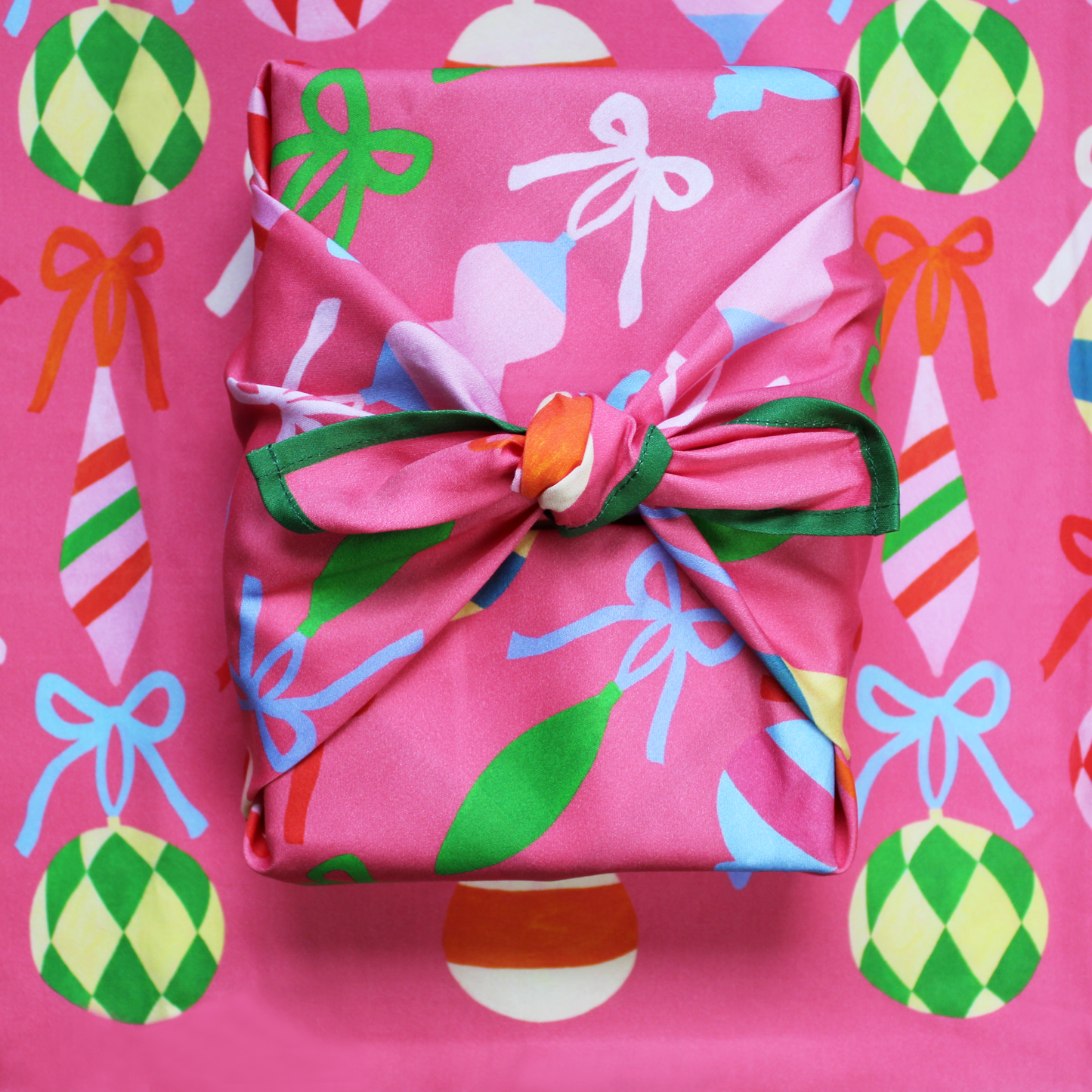 Reusable Gift Wrap | Pink Ornaments
