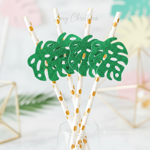 12 Pack - Tropical Leaf Paper straws