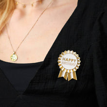 Gold Enamel Birthday Pin Badge