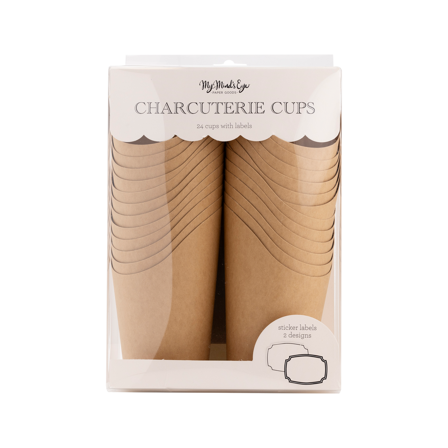 Kraft Charcuterie Cups with sticker labels (24ct)