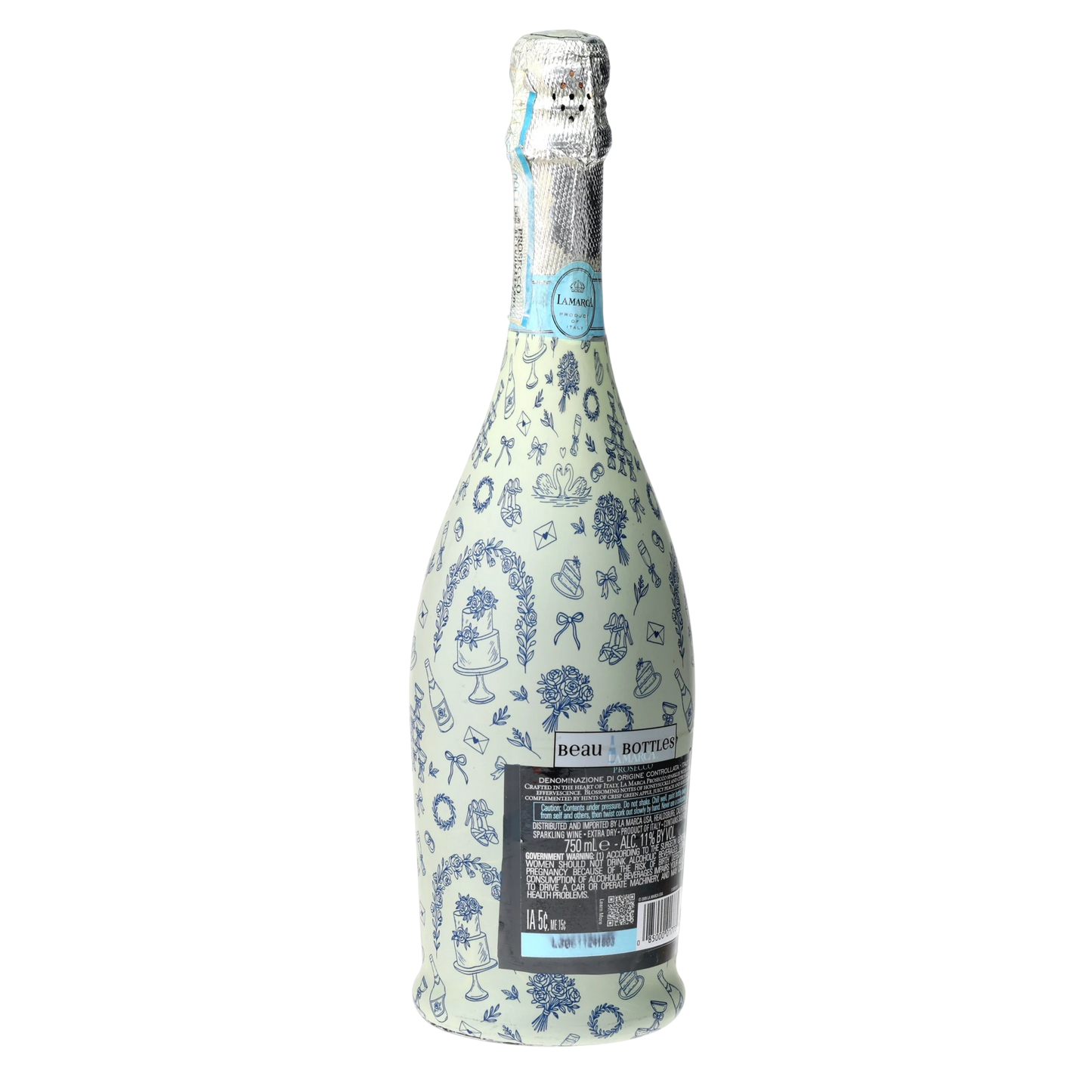 Beau Bottles Blue Wedding Toile- Prosecco Collection