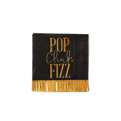Pop Clink Fizz Fringed Cocktail Napkins 18ct