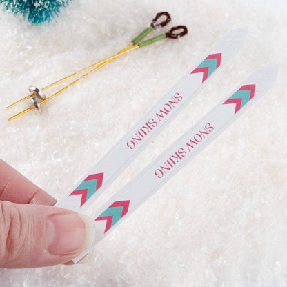 Miniature Snow Skis and Poles