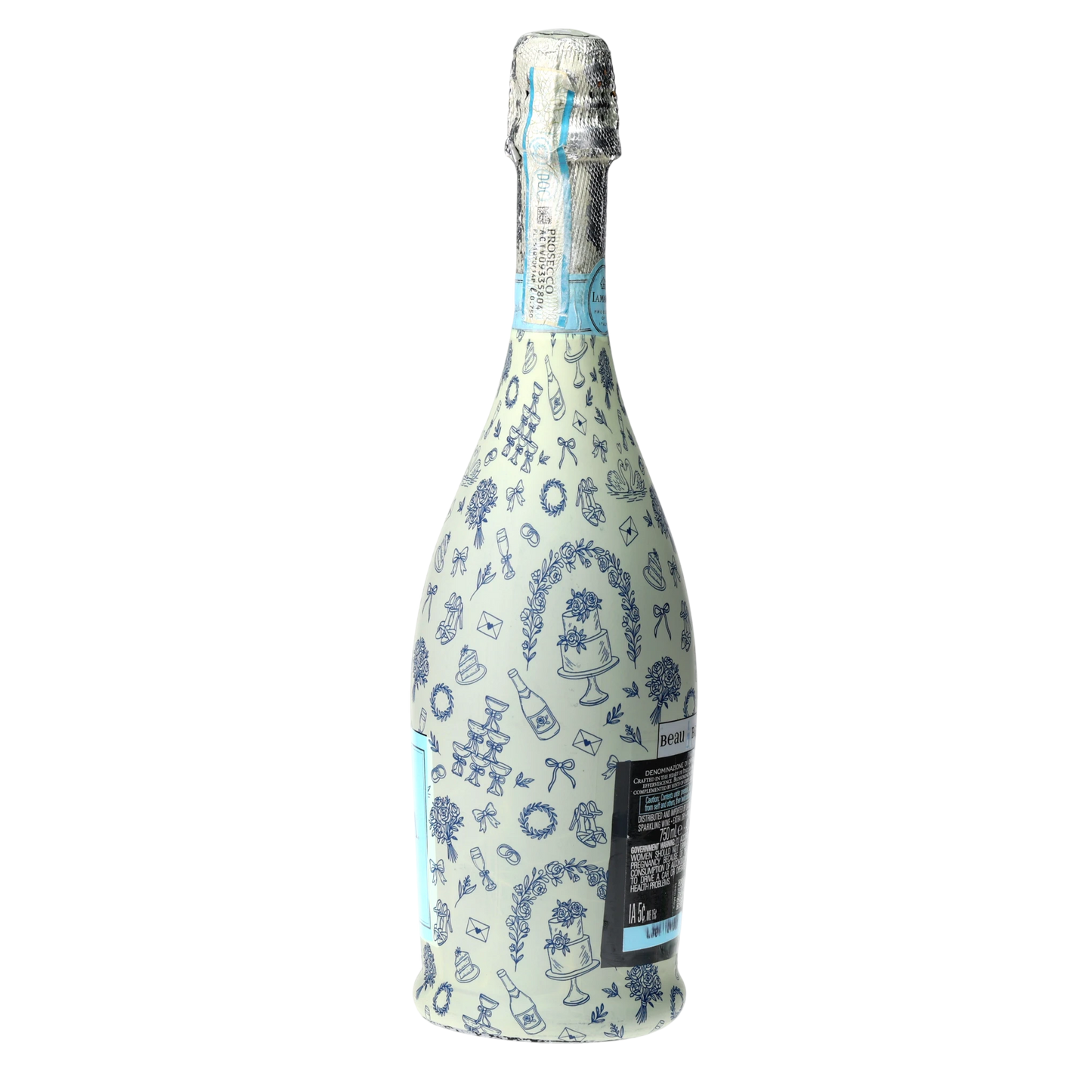 Beau Bottles Blue Wedding Toile- Prosecco Collection