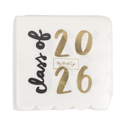 Foiled Class of 2026 Scallop Cocktail Napkin (18 ct)