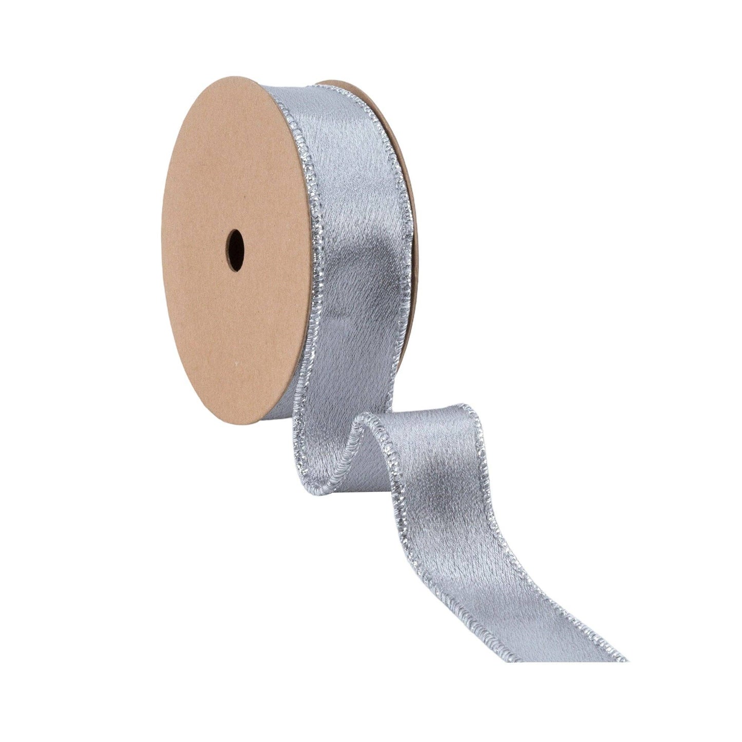Wired Shimmer Satin Ribbon Silver 10 Yard Roll