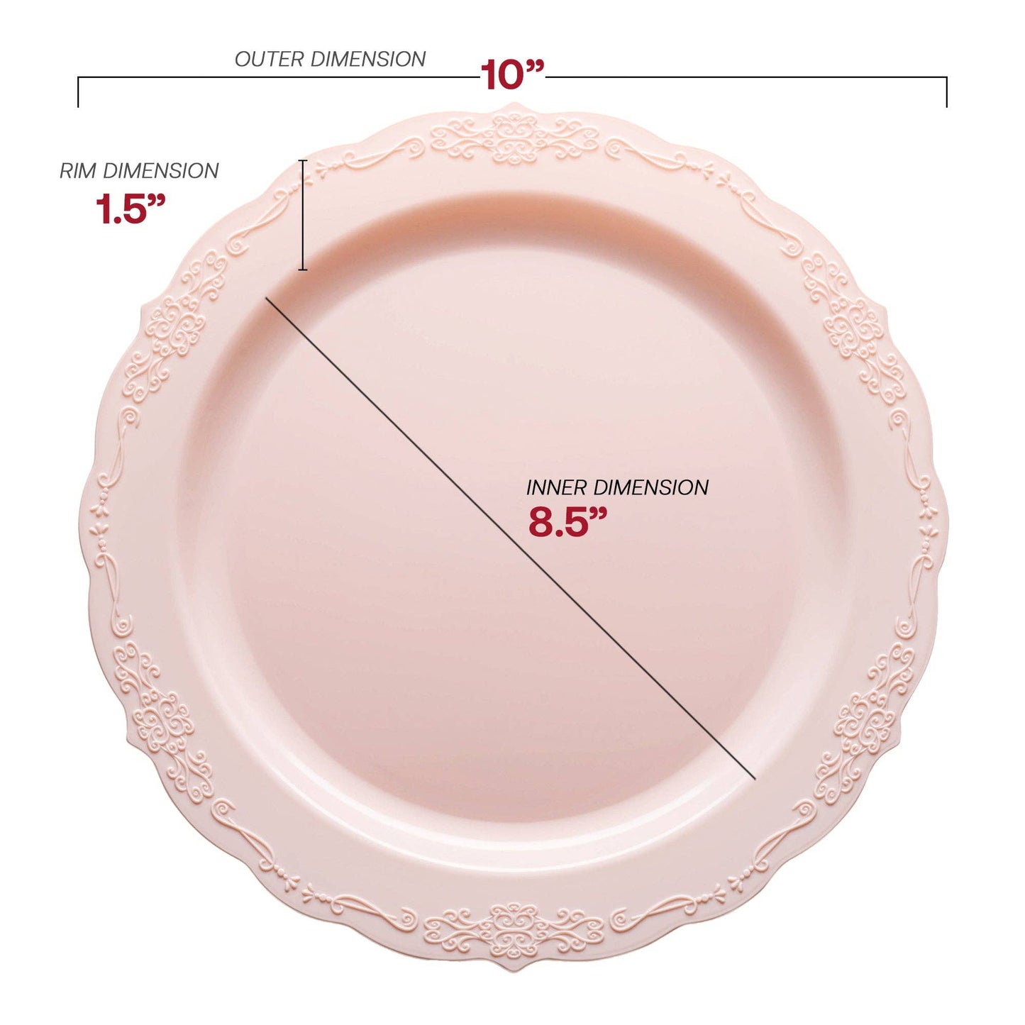 Pink Vintage Round Plastic Dinnerware Set