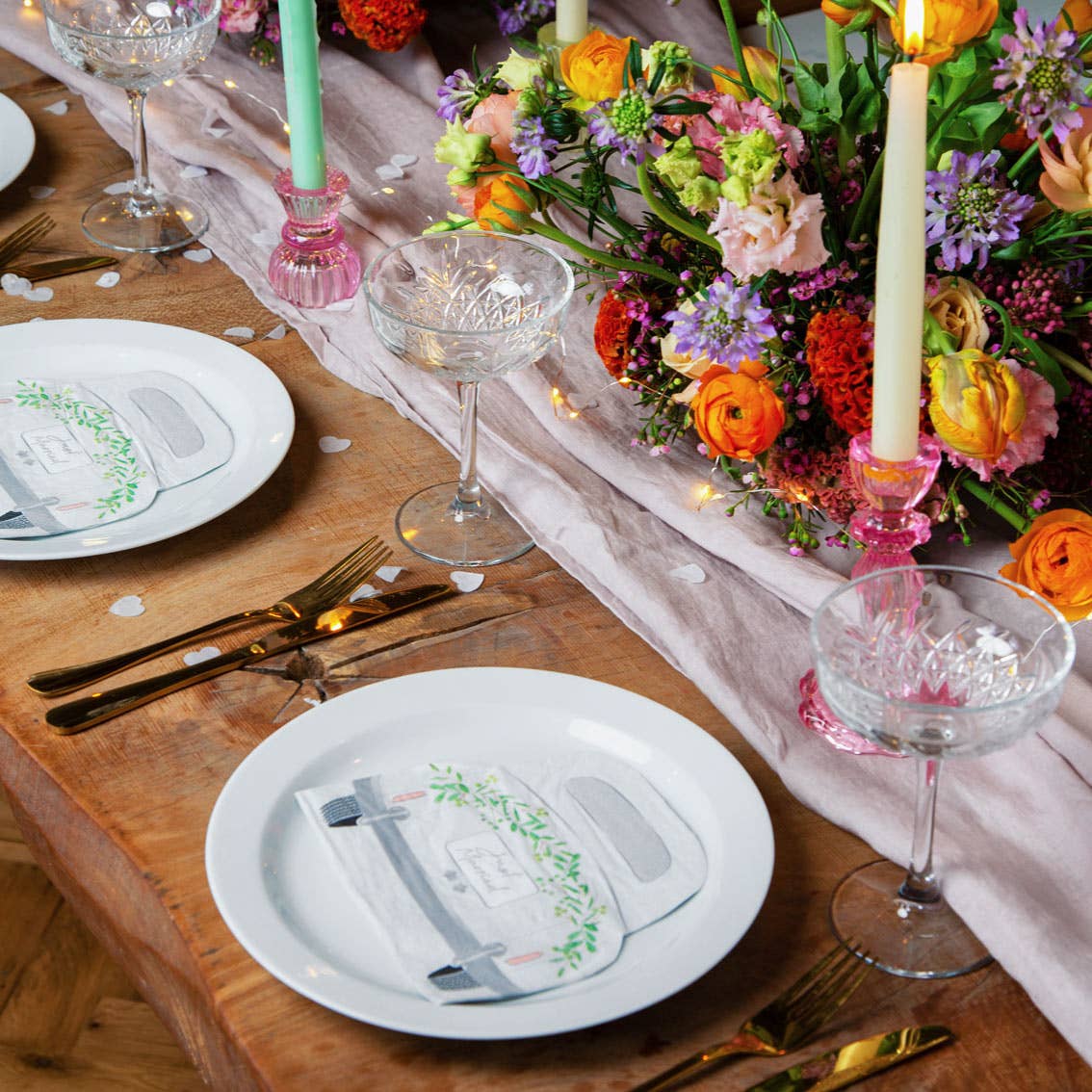 Just Married Car Shaped Napkins - 16 Pack | Wedding Decor |