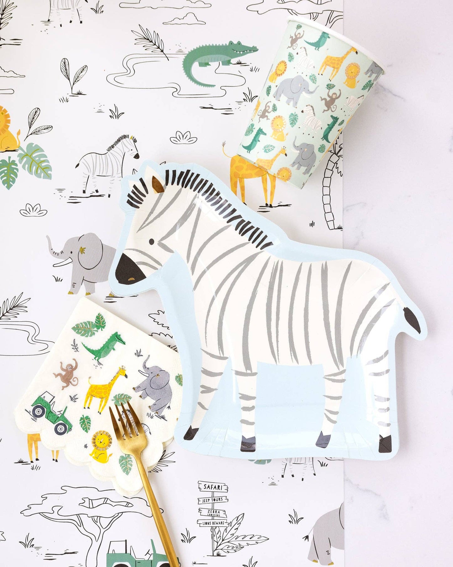 Safari Zebra Shaped Paper Plates 8ct