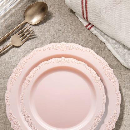 Pink Vintage Round Plastic Dinnerware Set
