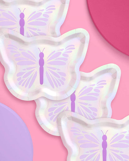 Butterfly Iridescent Plates 25ct