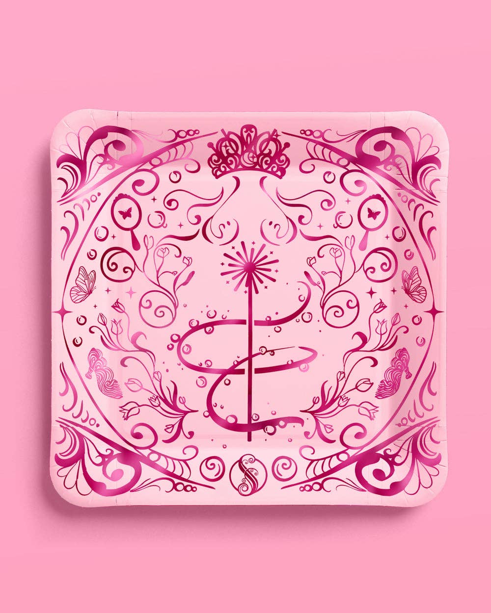 Pink and Green Witch Plates 12ct