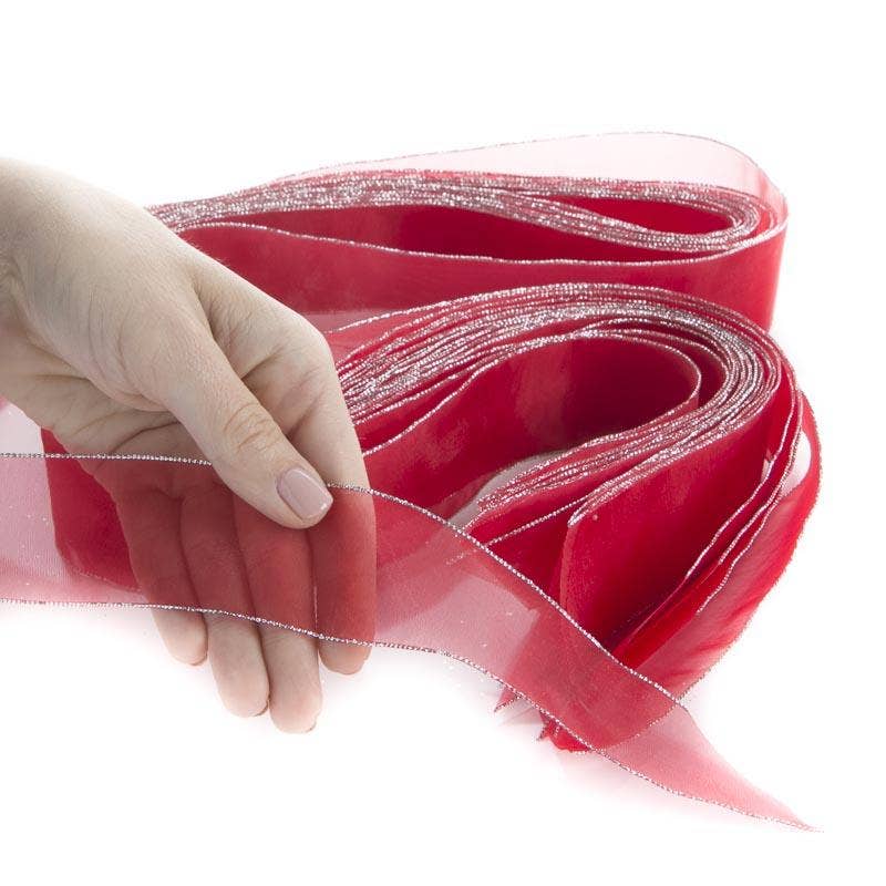 Pre-Cut Sheer Red Organza Ribbons