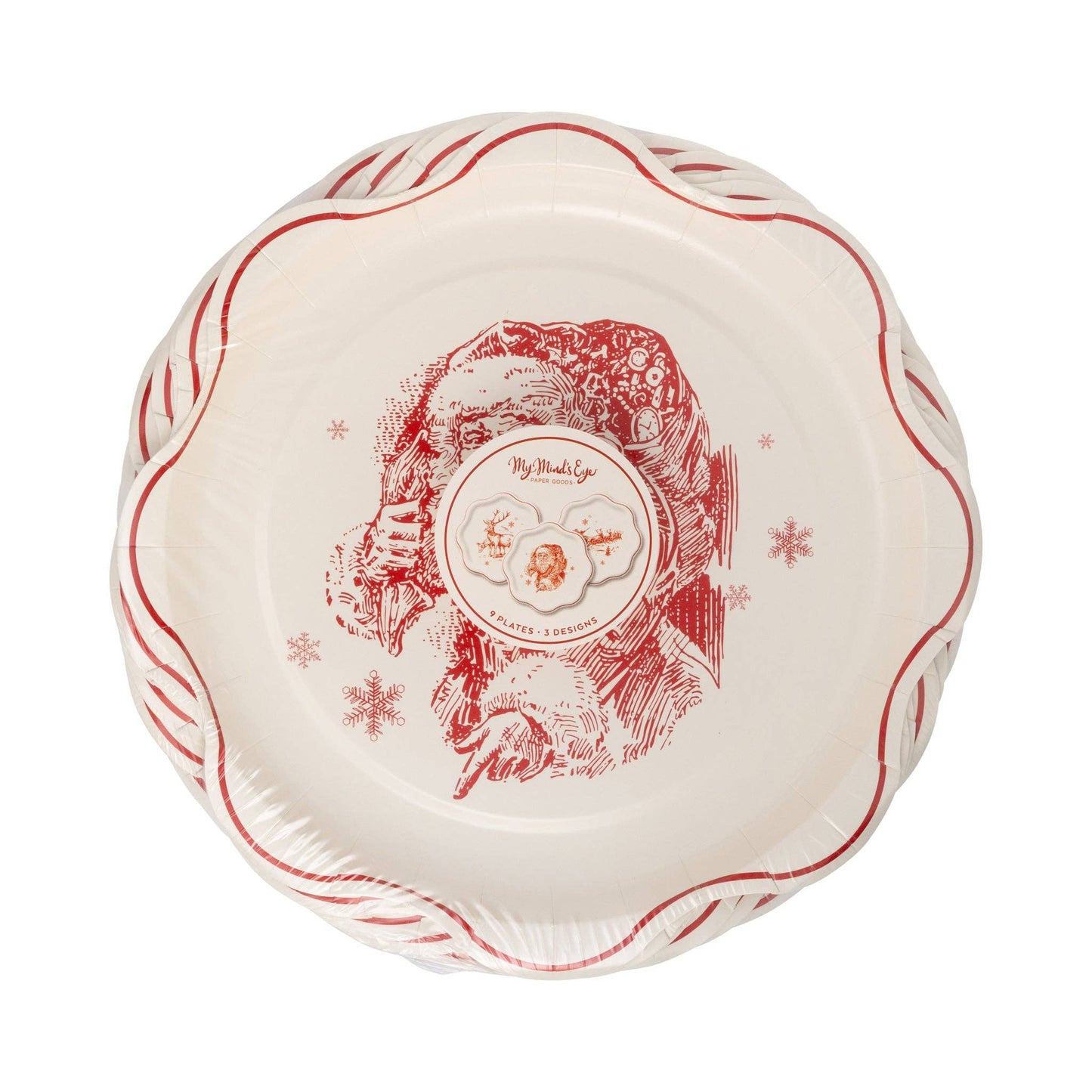 Red Vintage Line Art Plates