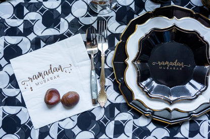 8 Ramadan Black Dessert Plates