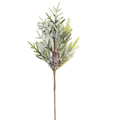 18" Frosted Artificial Berry Pine Cone Pick