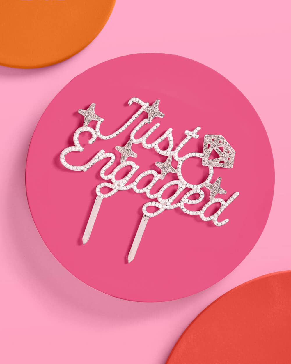 Just Engaged Topper - pearl + crystal cake topper 6" x 5.5"