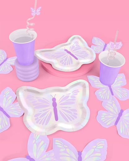 Butterfly Iridescent Plates 25ct