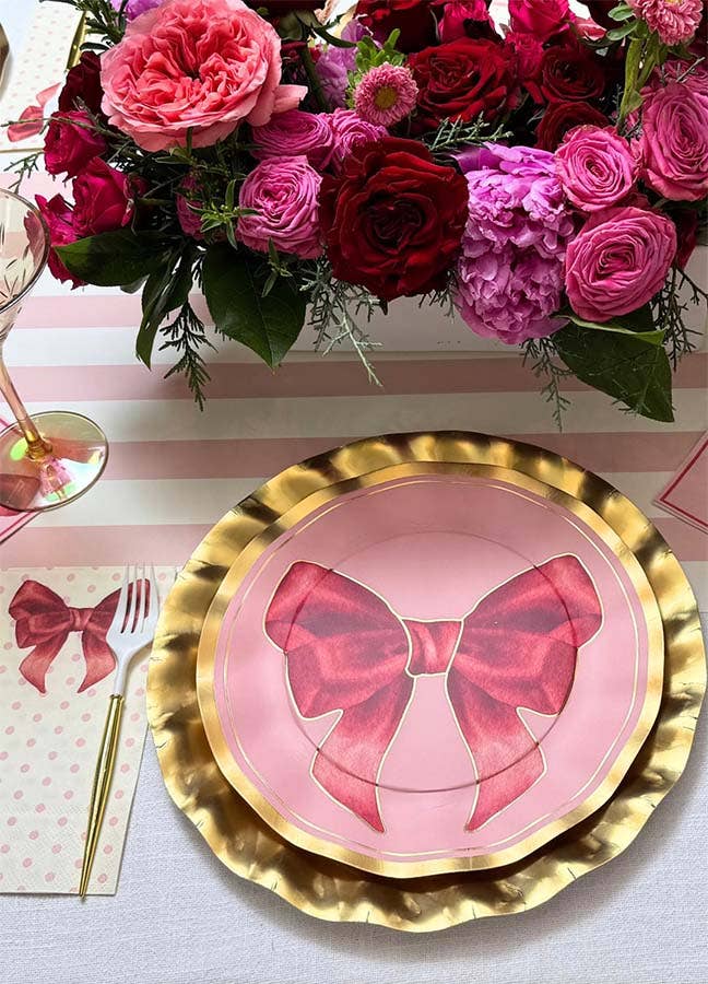 Pink Bows 10.5in Dinner Plates 8ct