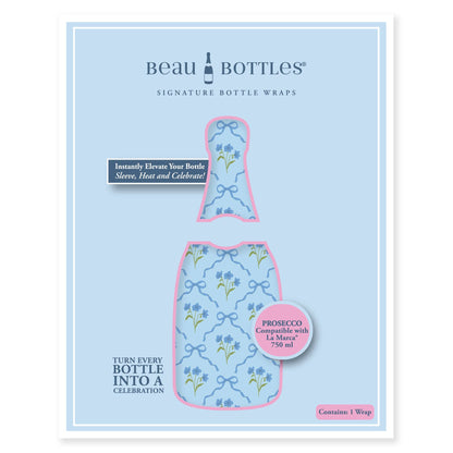 Beau Bottle Blue Bows and Blossoms - Prosecco Collection