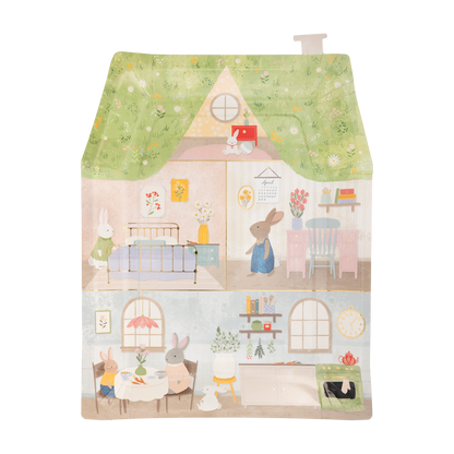 Bunny Cottage Shaped Paper Plates 8ct