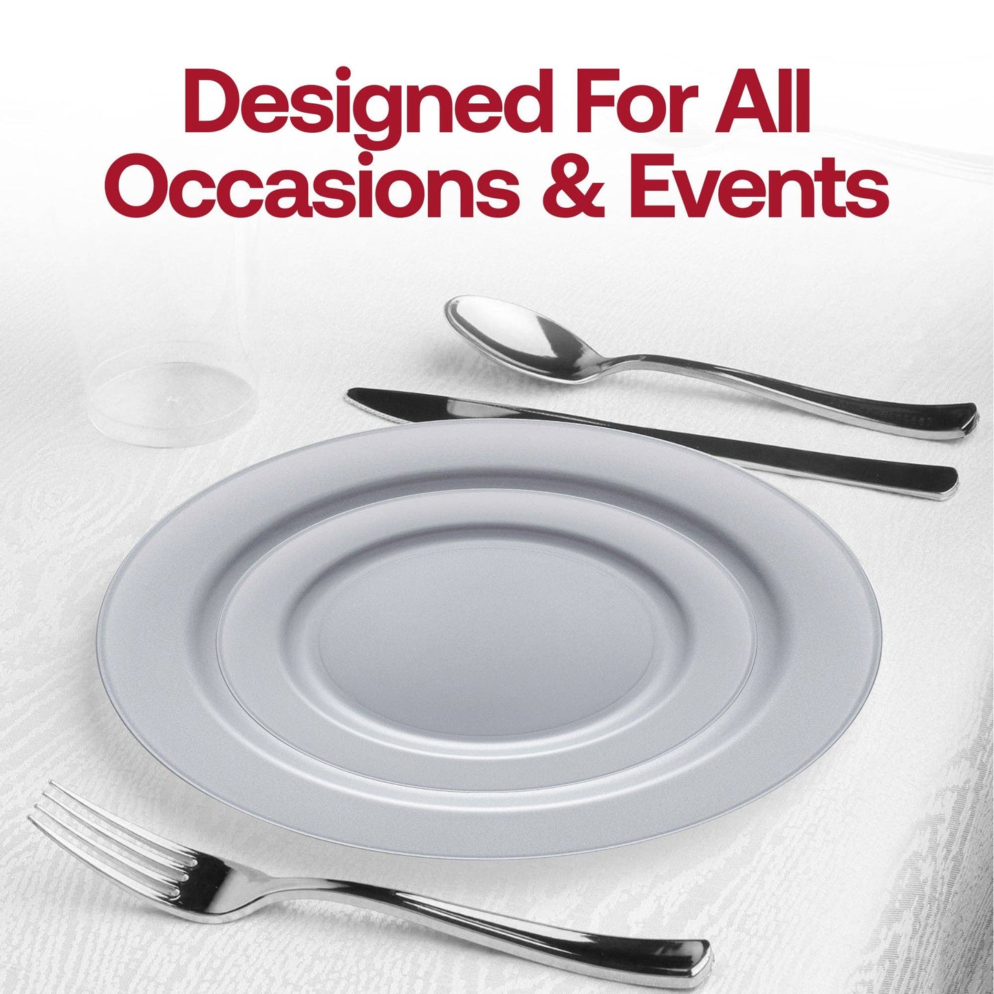 10" Matte Steel Gray Round Plastic Dinner Plates - 10 pcs