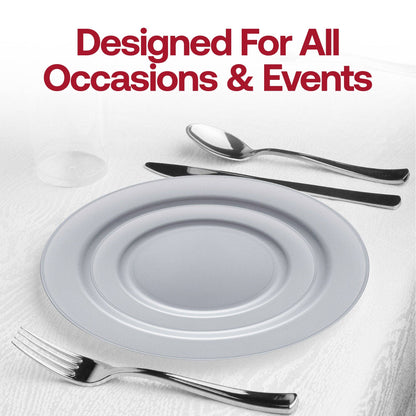 7.5" Matte Steel Gray Plastic Appetizer Plates - 10 pcs