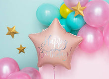 #073 Happy Birthday Light Powder Pink Star 18in Balloon