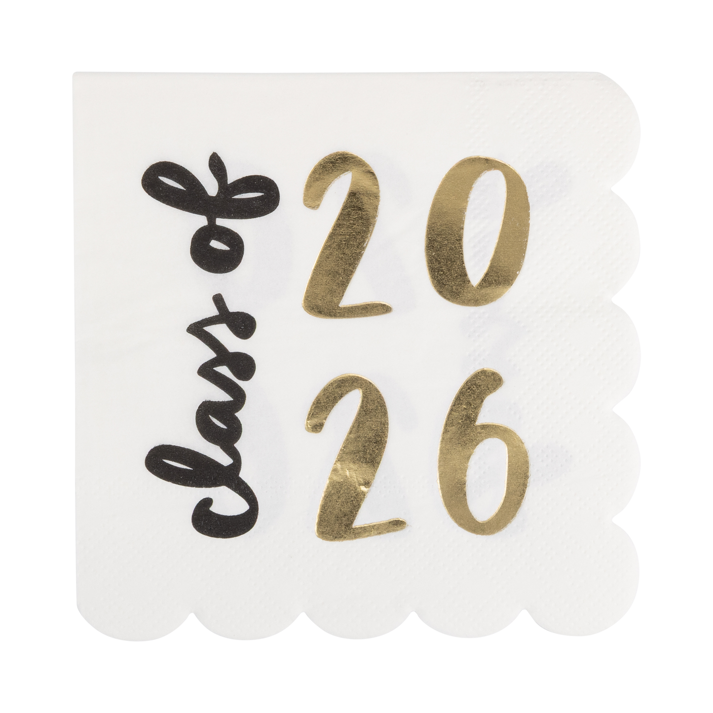 Foiled Class of 2026 Scallop Cocktail Napkin (18 ct)