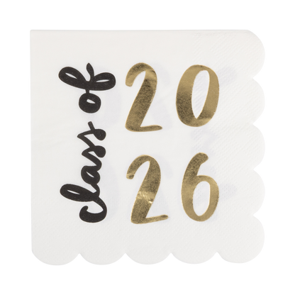 Foiled Class of 2026 Scallop Cocktail Napkin (18 ct)