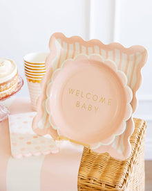 Pink Striped 10in Plates 8ct