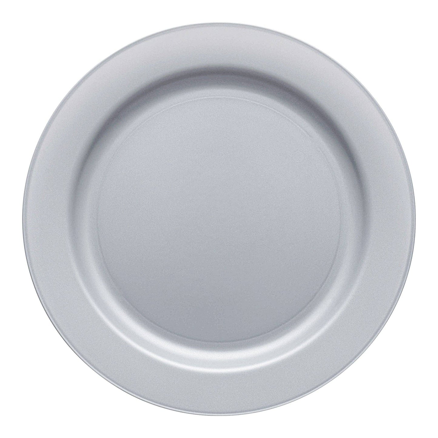 10" Matte Steel Gray Round Plastic Dinner Plates - 10 pcs