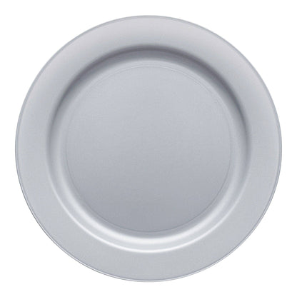 10" Matte Steel Gray Round Plastic Dinner Plates - 10 pcs