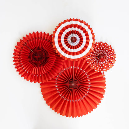 Red and White Basic Party Fan Set