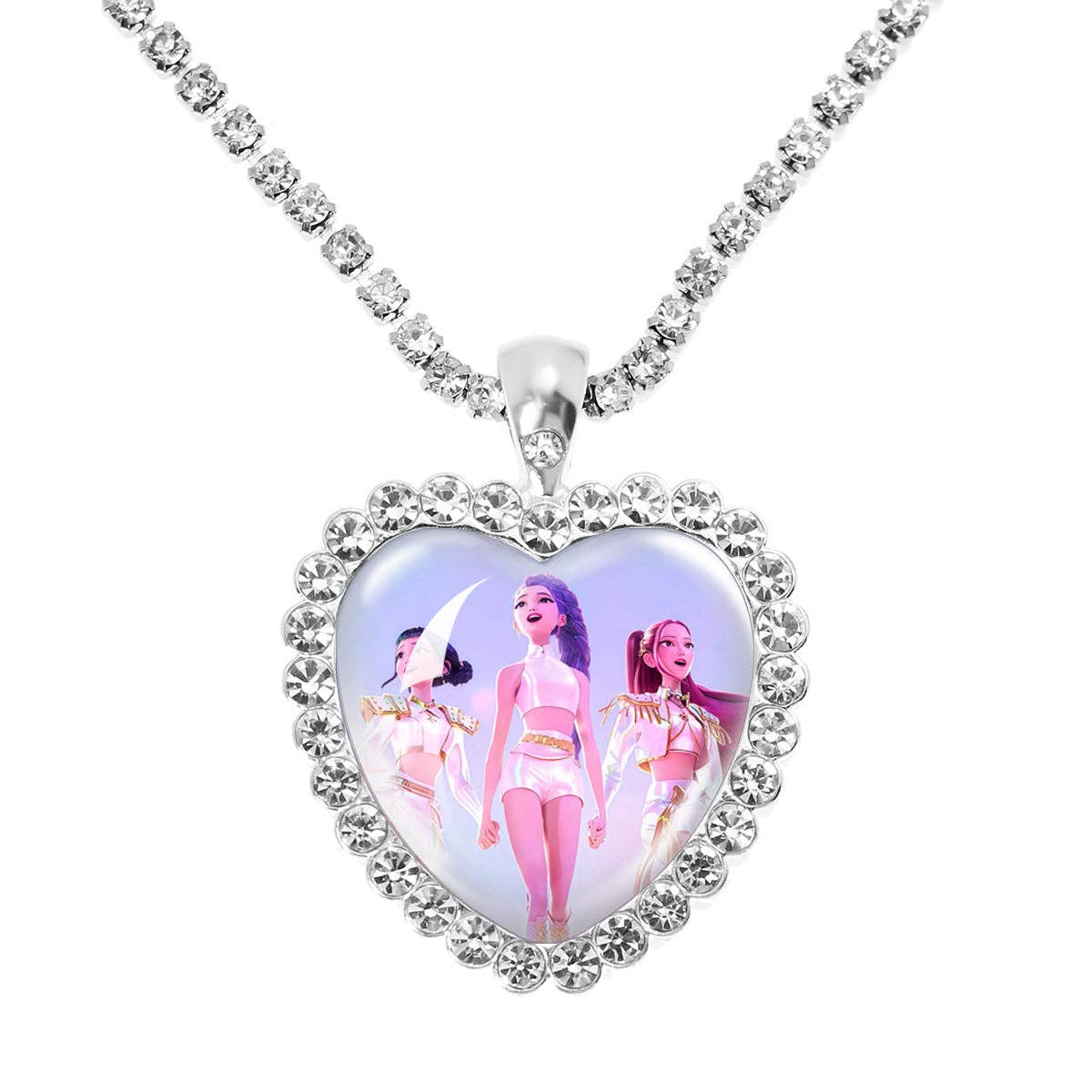 KDH k-pop inspired Gem Heart Rhinestone Necklace
