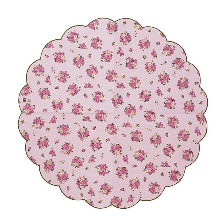 Scalloped Pink Floral Napkins | 20 Pack| Tea Party |