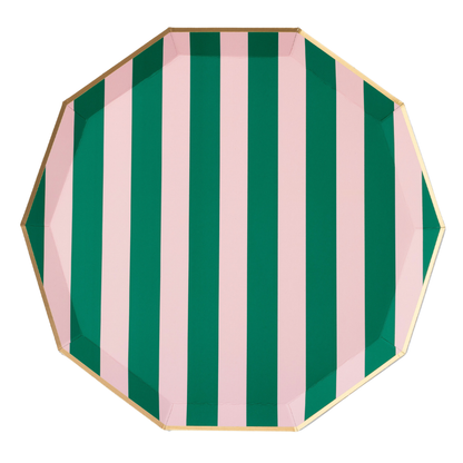 PINK & GREEN SIGNATURE CABANA STRIPE LARGE PLATES