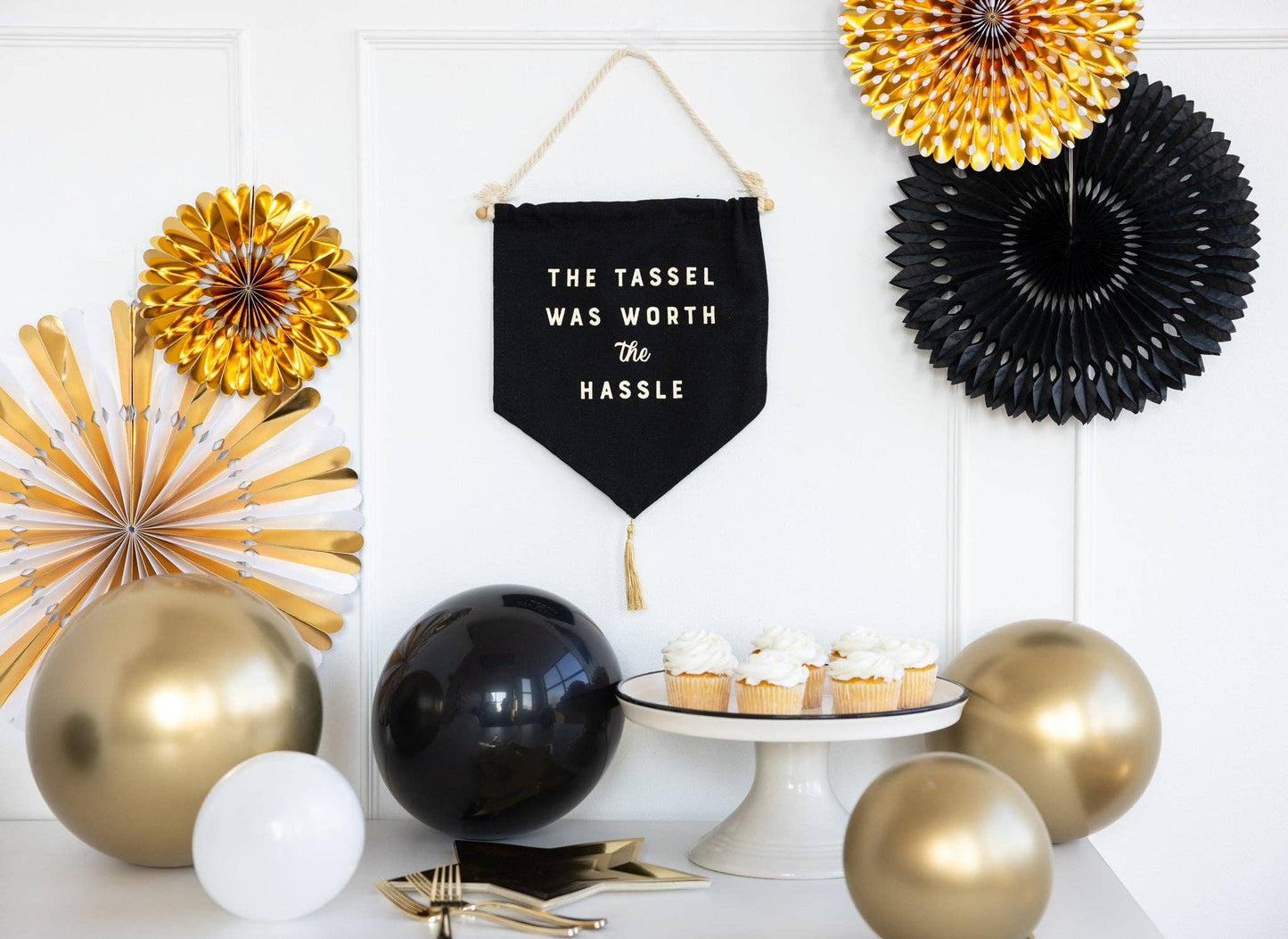 Gold and White Party Fan Set