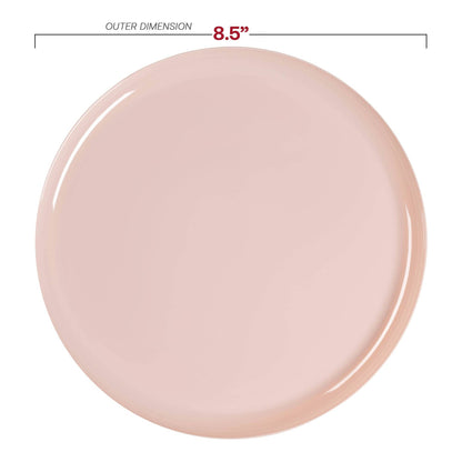 8.5" Pink Flat Round Plastic Appetizer/Salad Plates - 10 pcs