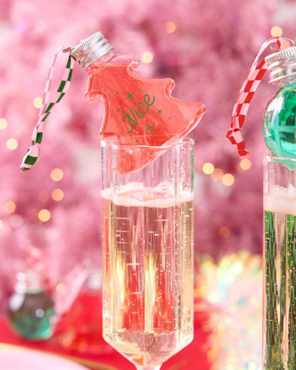 Christmas Spirit Ornaments - 10 shot glass ornaments, Christmas Party, Team Nice Naughty