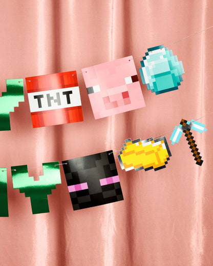 Pixel Minecraft Birthday Banner