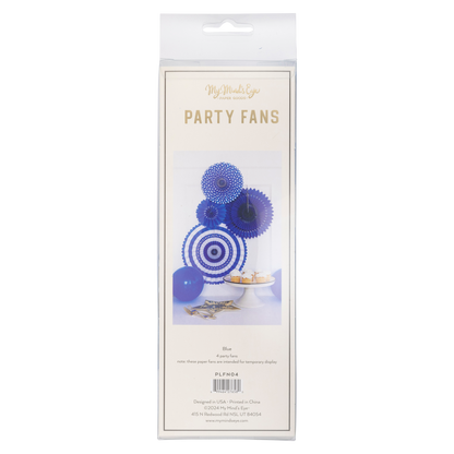Blue and White Party Fan Set