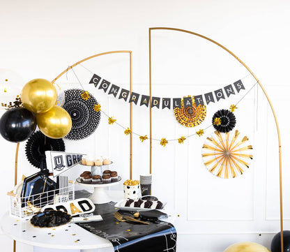 Black and White Party Paper Folding Fan Set