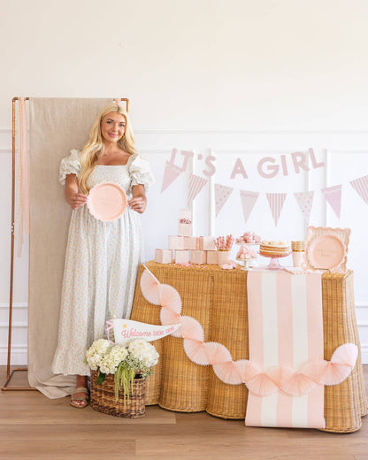 Welcome Baby Pink Plates 8ct