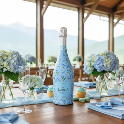 Beau Bottle Blue Bows and Blossoms - Prosecco Collection