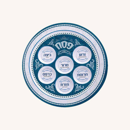Melamine Passover Seder Plate - Blue & White - 12 Inch