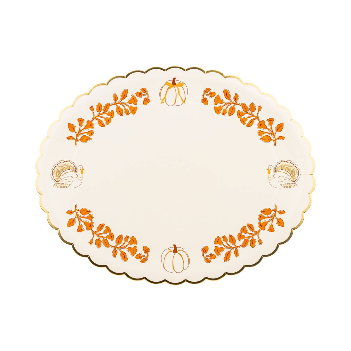 Foil Pumpkin 17" Paper Platter (6ct)